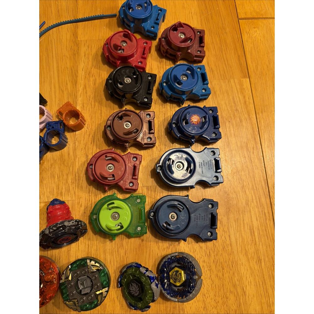 Beyblade Lot Of 37 With Launchers Rip Cords Takara Tomy Hasbro Vintage Y2K - Picture 2 of 10